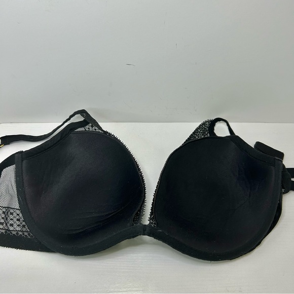 Victoria’s Secret Plunge Black Lace Mesh Adjustable Strap Bra 36DD - Picture 9 of 14